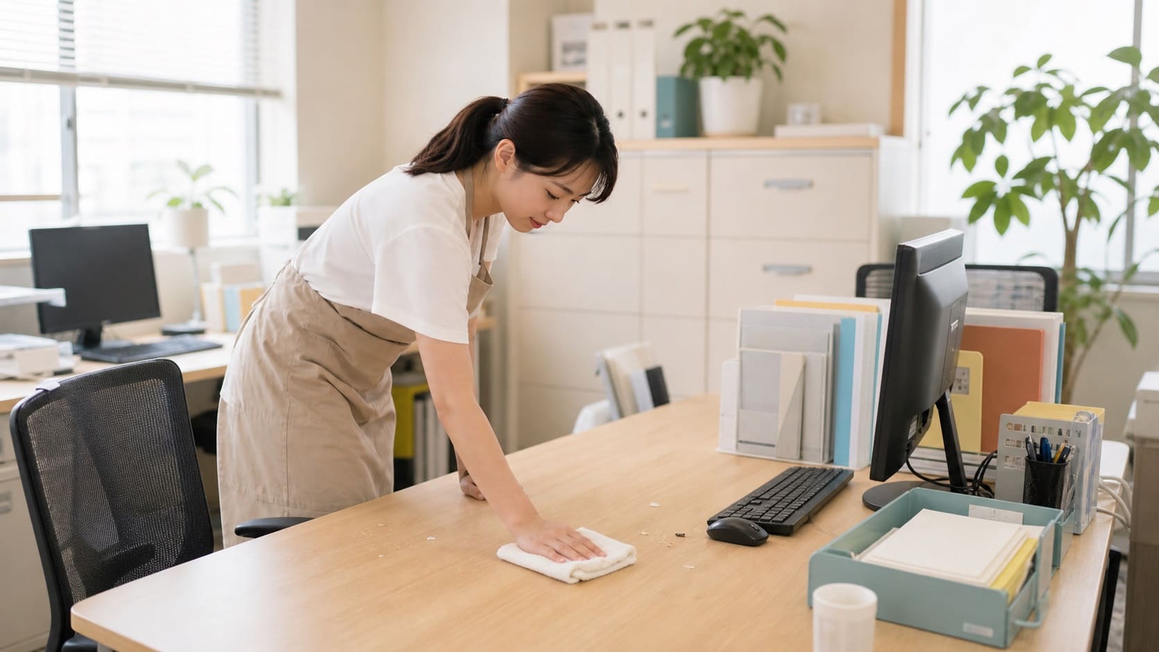 辦公室人員清潔工作照