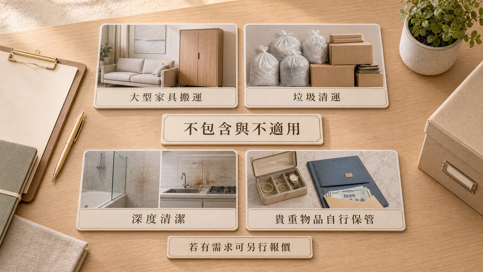 居家收納整理不包含項目與特殊需求需先評估提醒