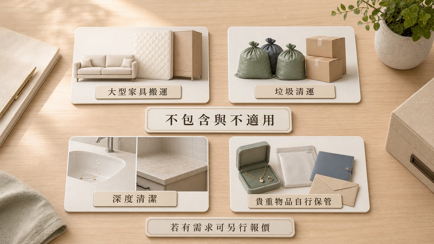 搬家前打包不包含搬運拆裝清運與貴重物代管提醒