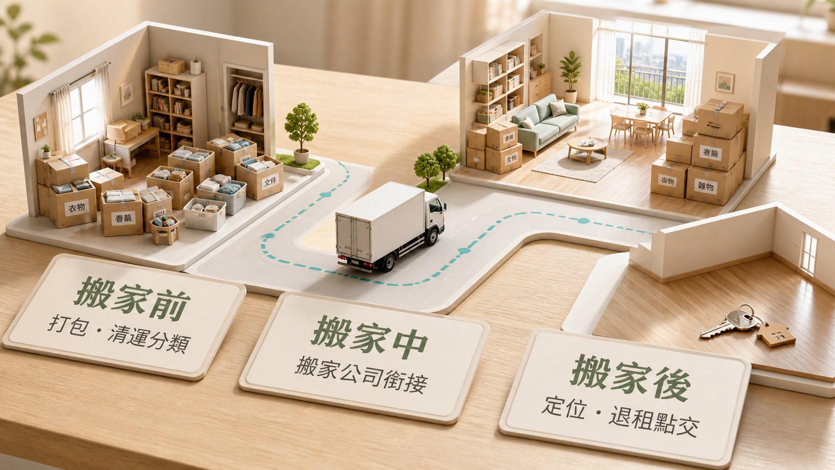 搬家前打包可選購的配套流程手帳式說明圖