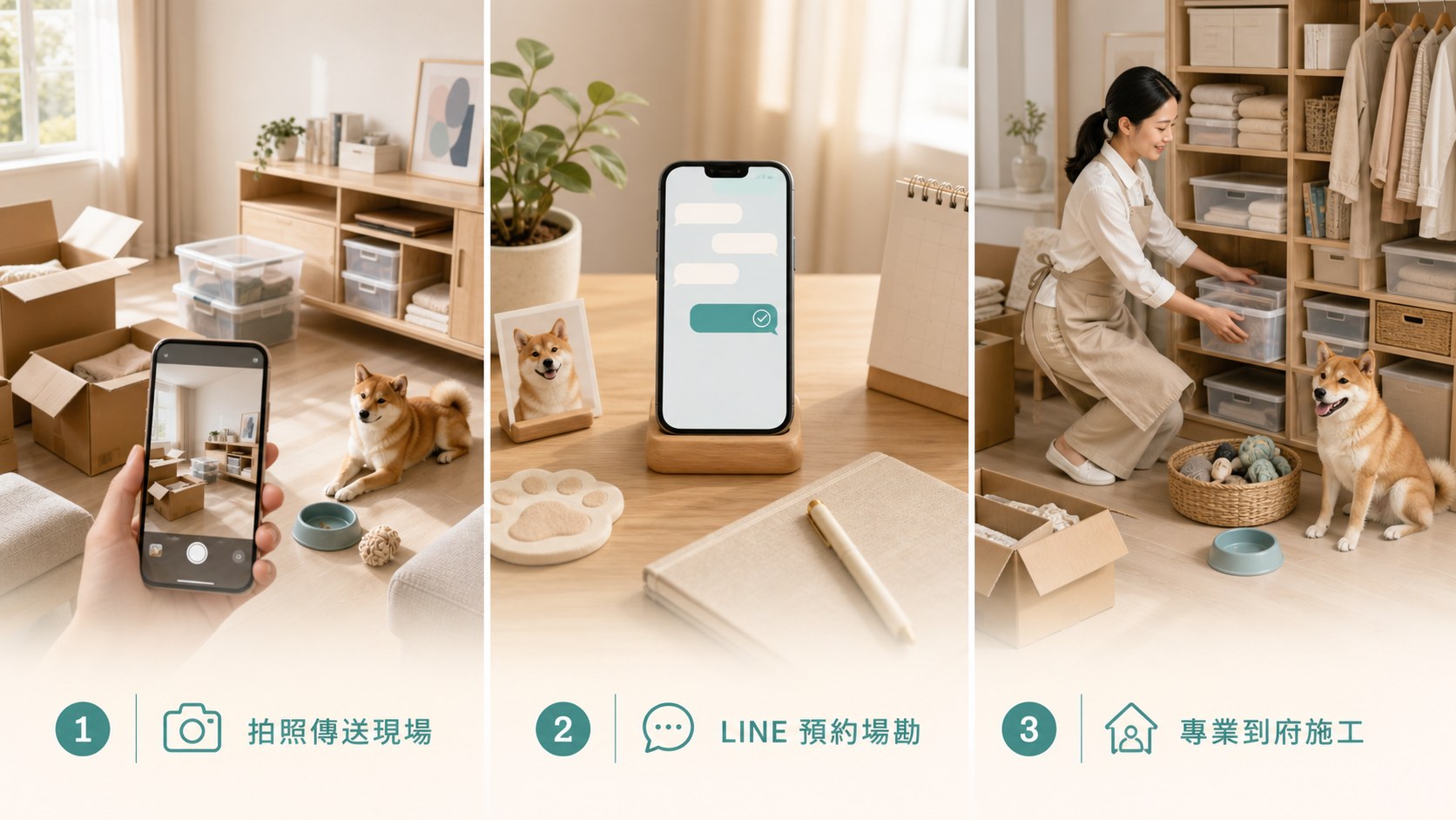 嘉義搬家後定位預約流程圖，點擊可加入官方 LINE 諮詢