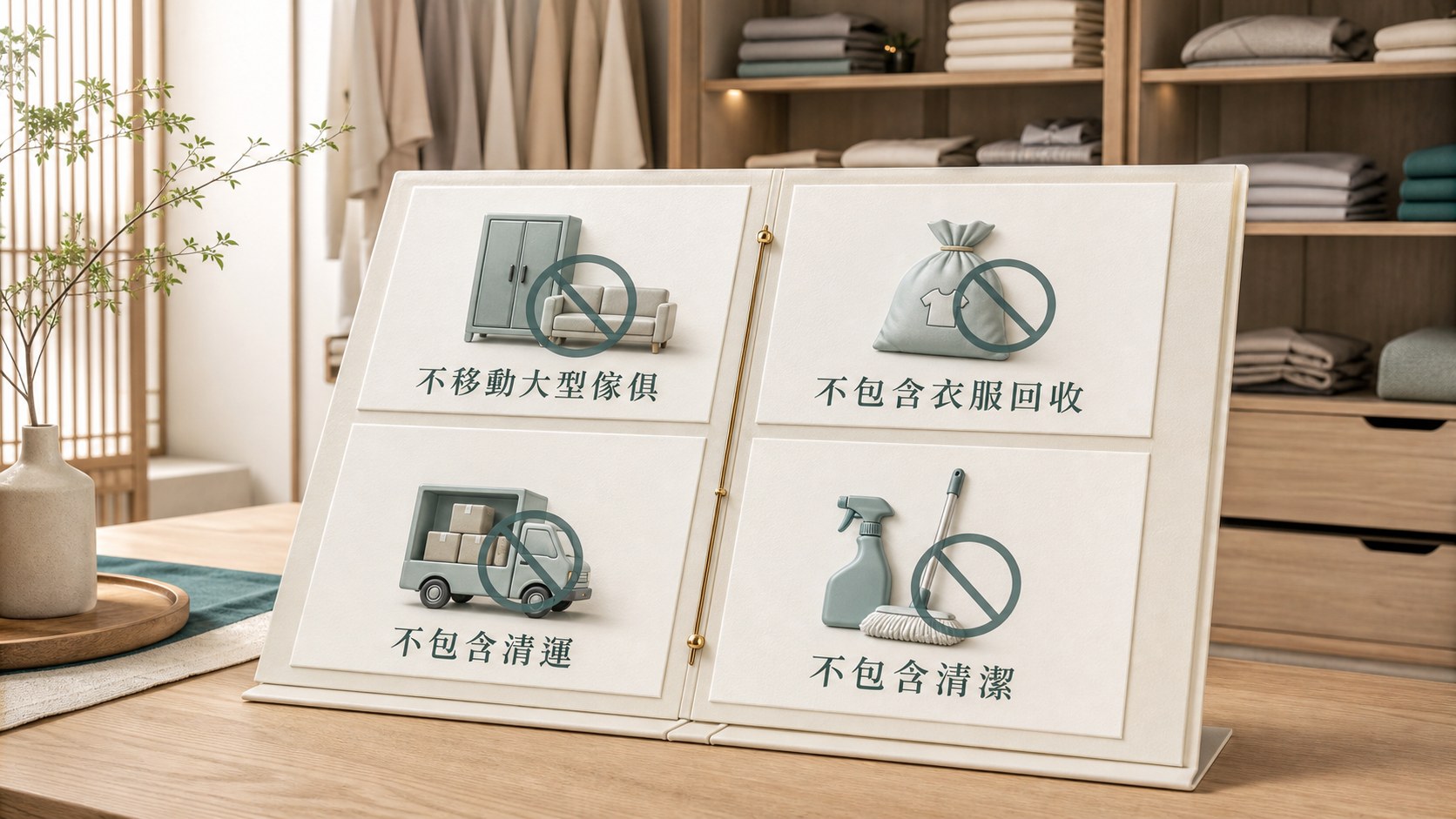 衣物換季整理不包含項目與需另行評估情況提醒