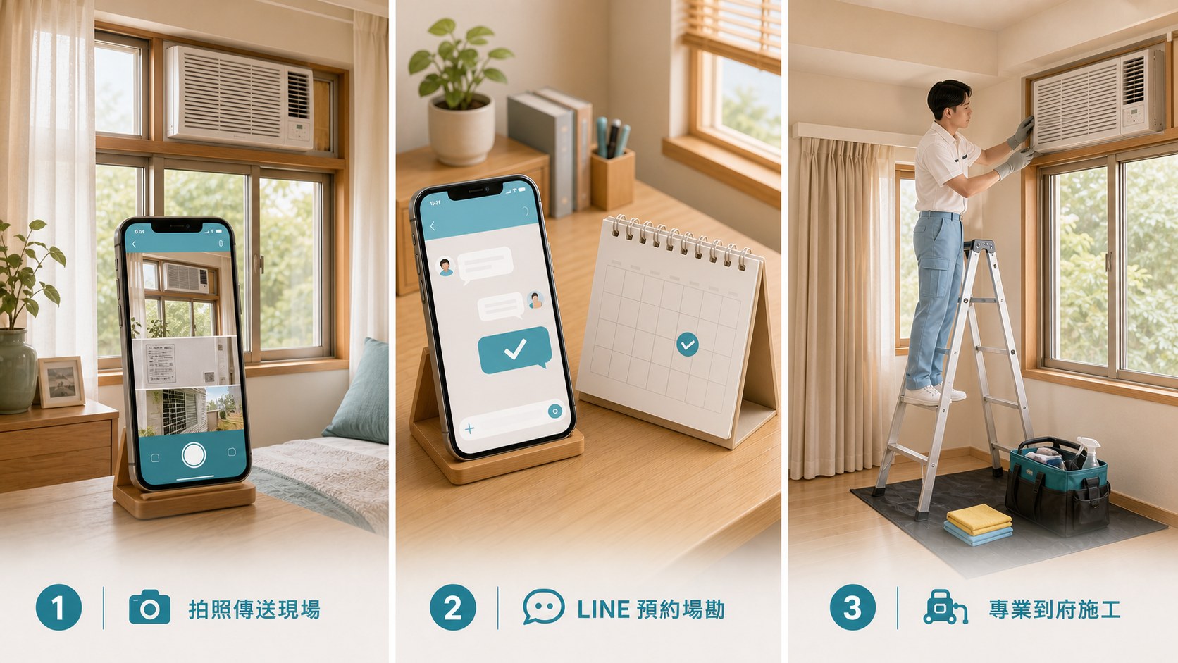 窗型冷氣清洗預約流程圖