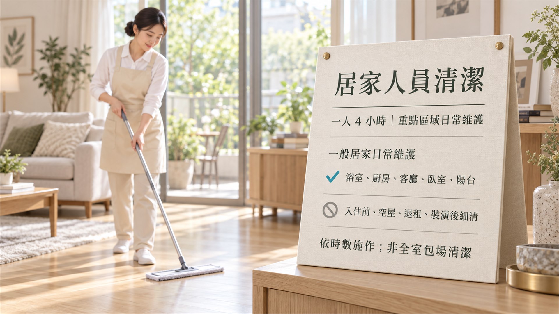 居家人員進行一人四小時的居家清潔服務