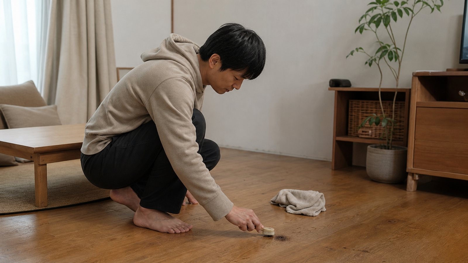 地板裂縫修補與木地板燙洞判斷的居家維護示意圖 地板裂縫修補與木地板燙洞判斷的居家維護示意圖