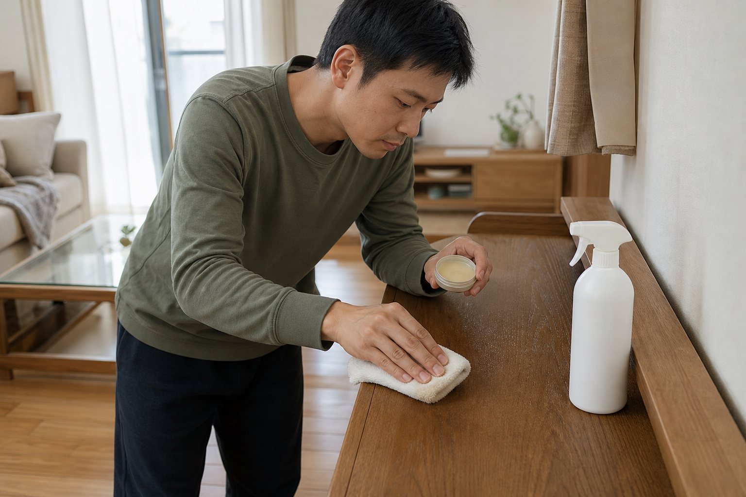 家具上蠟要少量薄擦不要噴太厚造成黏灰