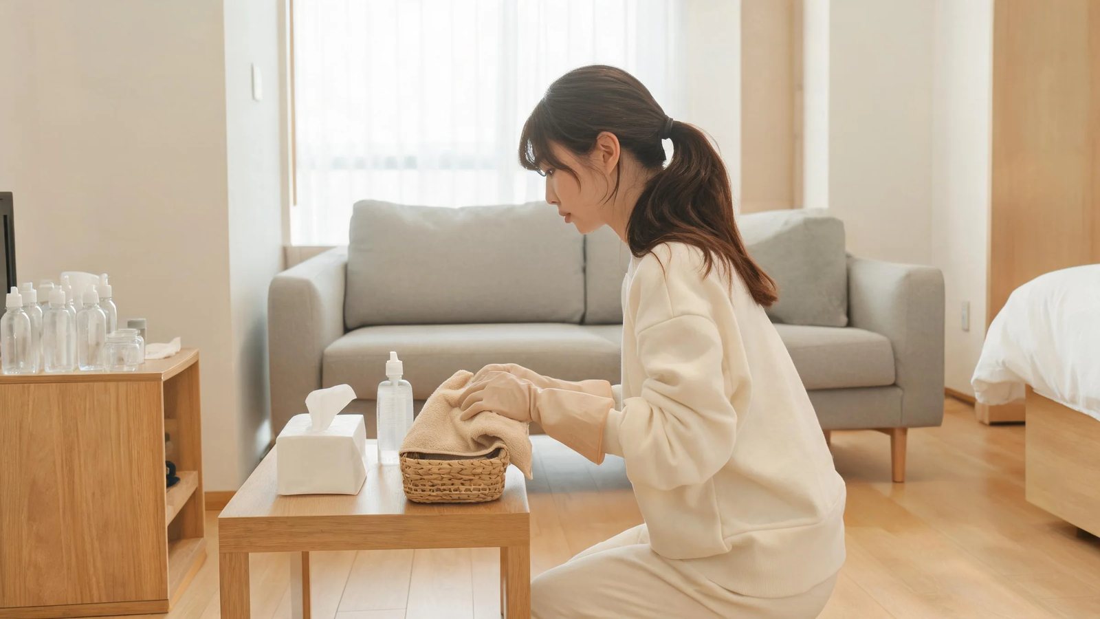 安全清潔後的居家用品收納角落