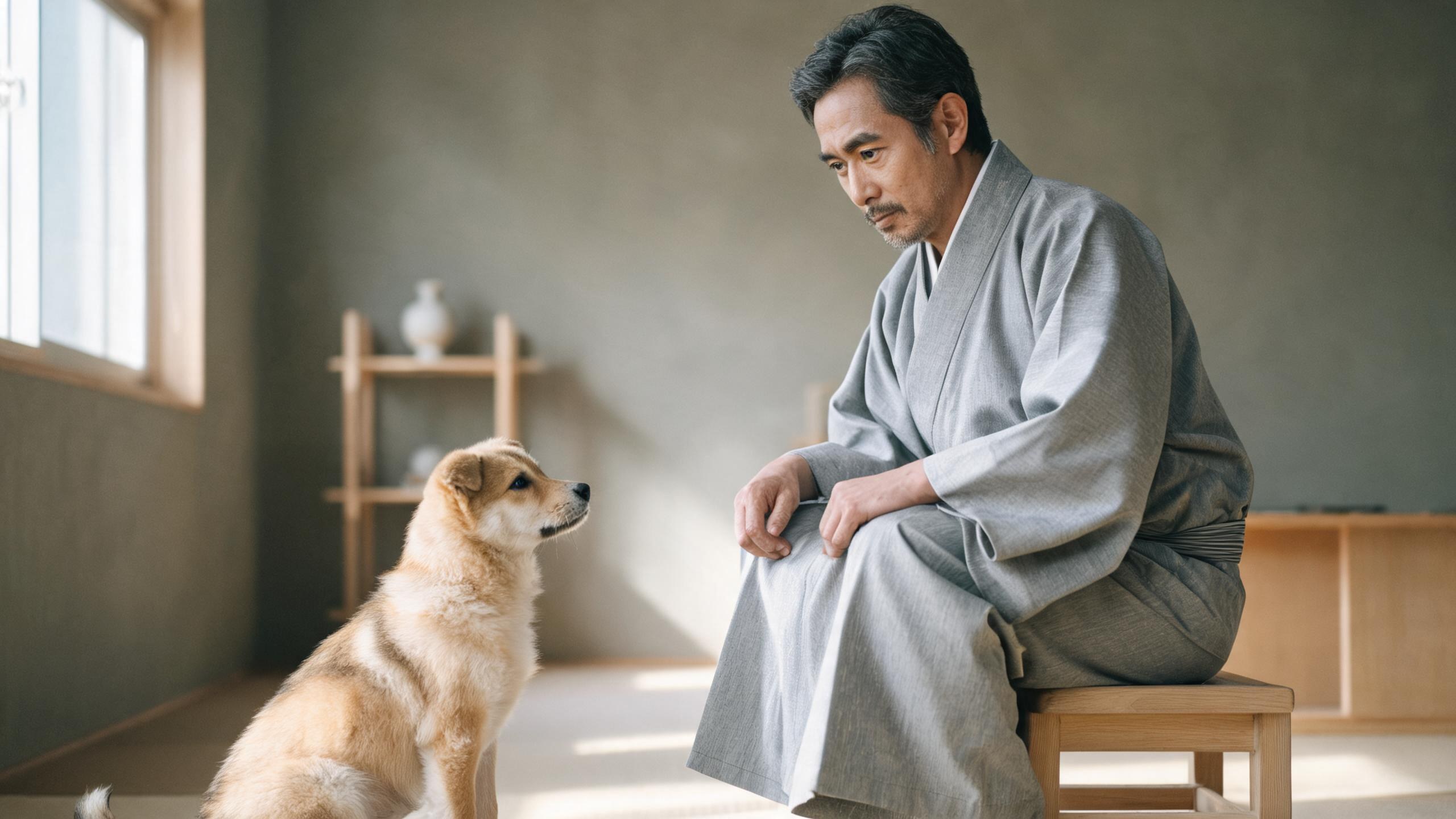 毛孩在家中停下來看主人的日常瞬間，呼應「狗狗壞習慣改善」主題