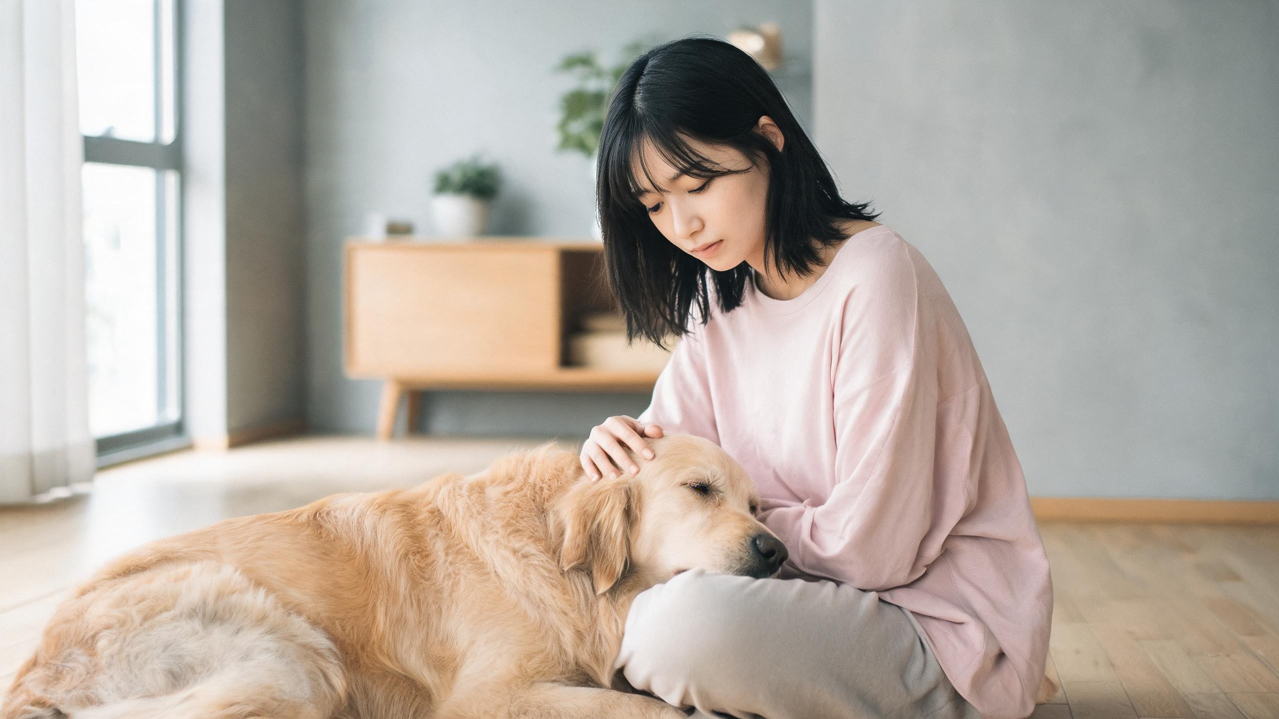 毛孩在家中停下來看主人的日常瞬間，呼應「狗狗急救常識」主題