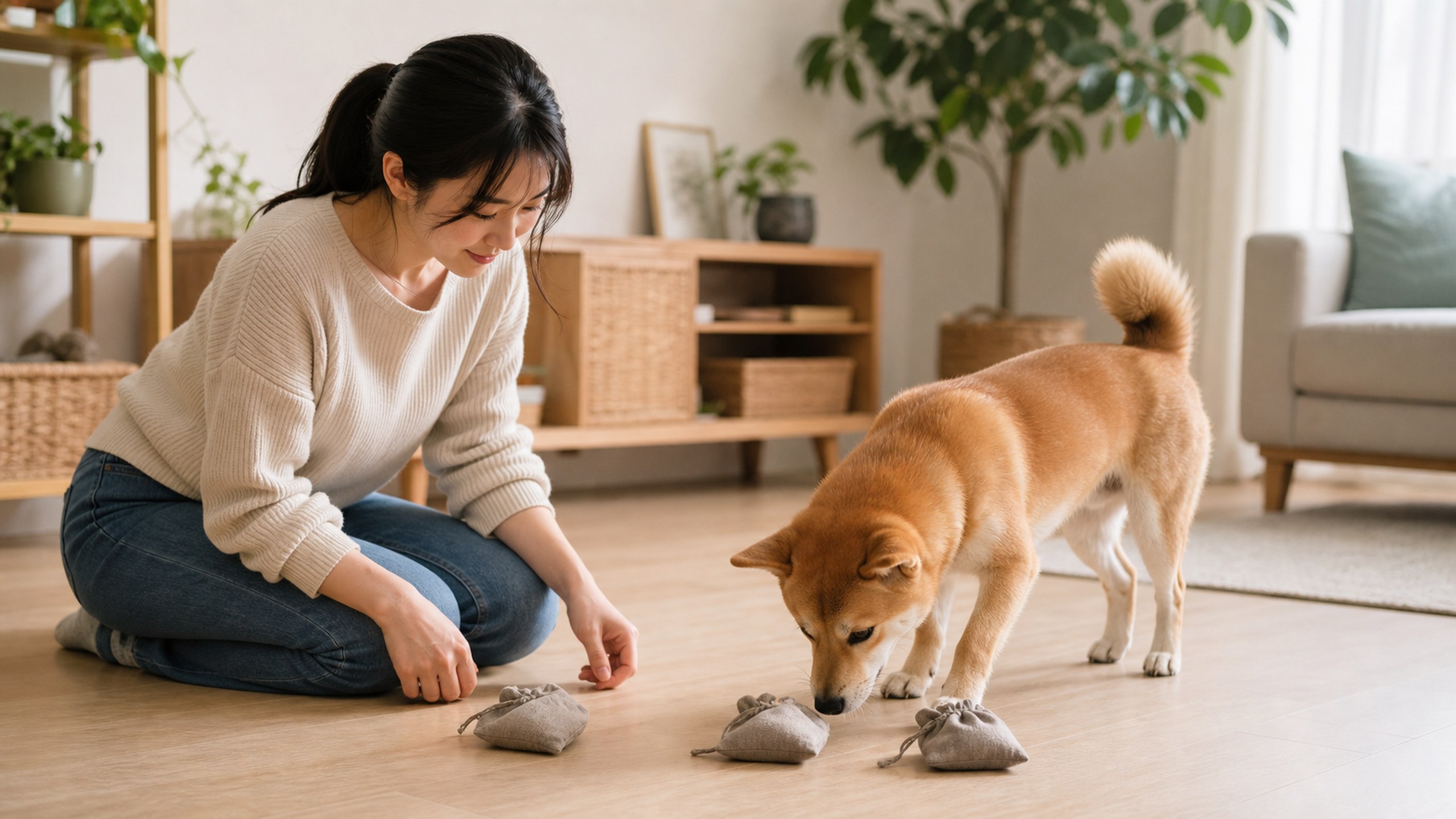 毛孩在家中停下來看主人的日常瞬間，呼應「狗狗感官能力」主題