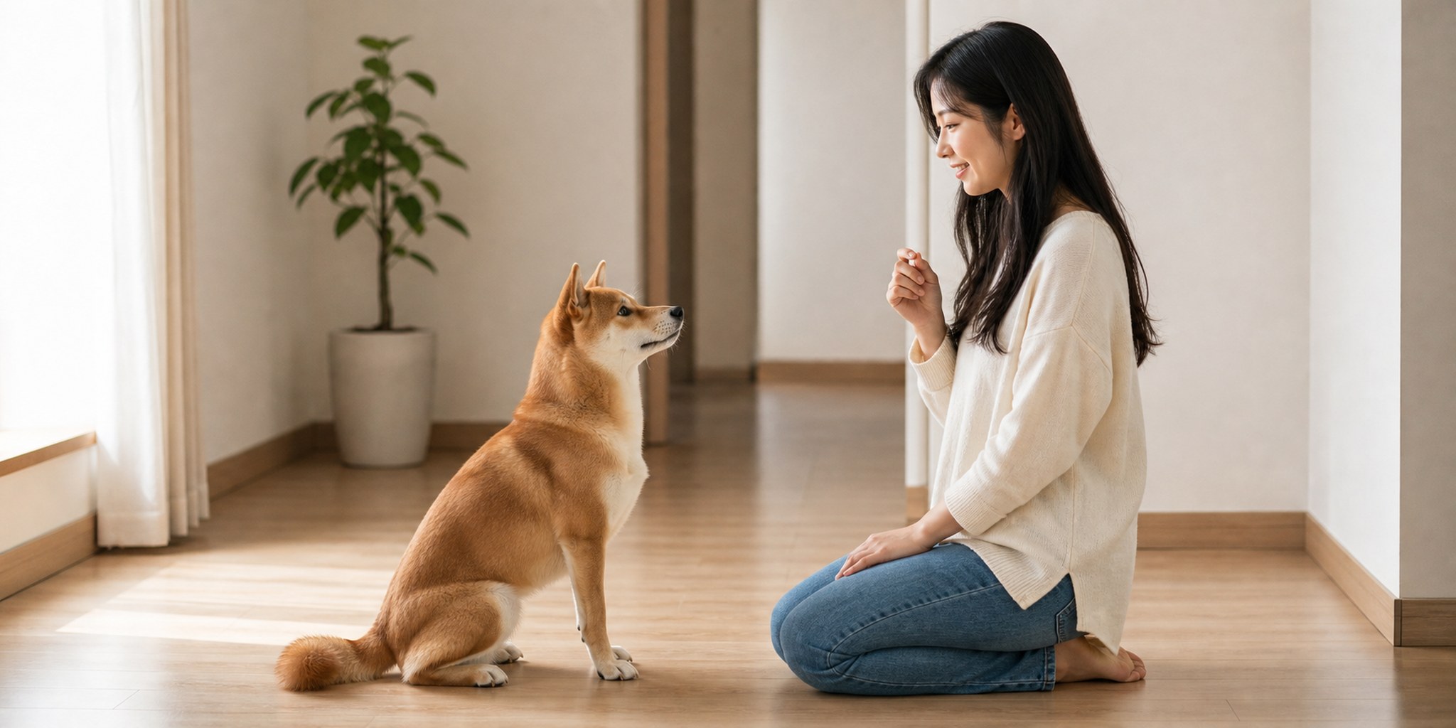 清晨家中毛孩靠近主人腳邊的生活畫面，呼應「狗狗訓練環境」主題