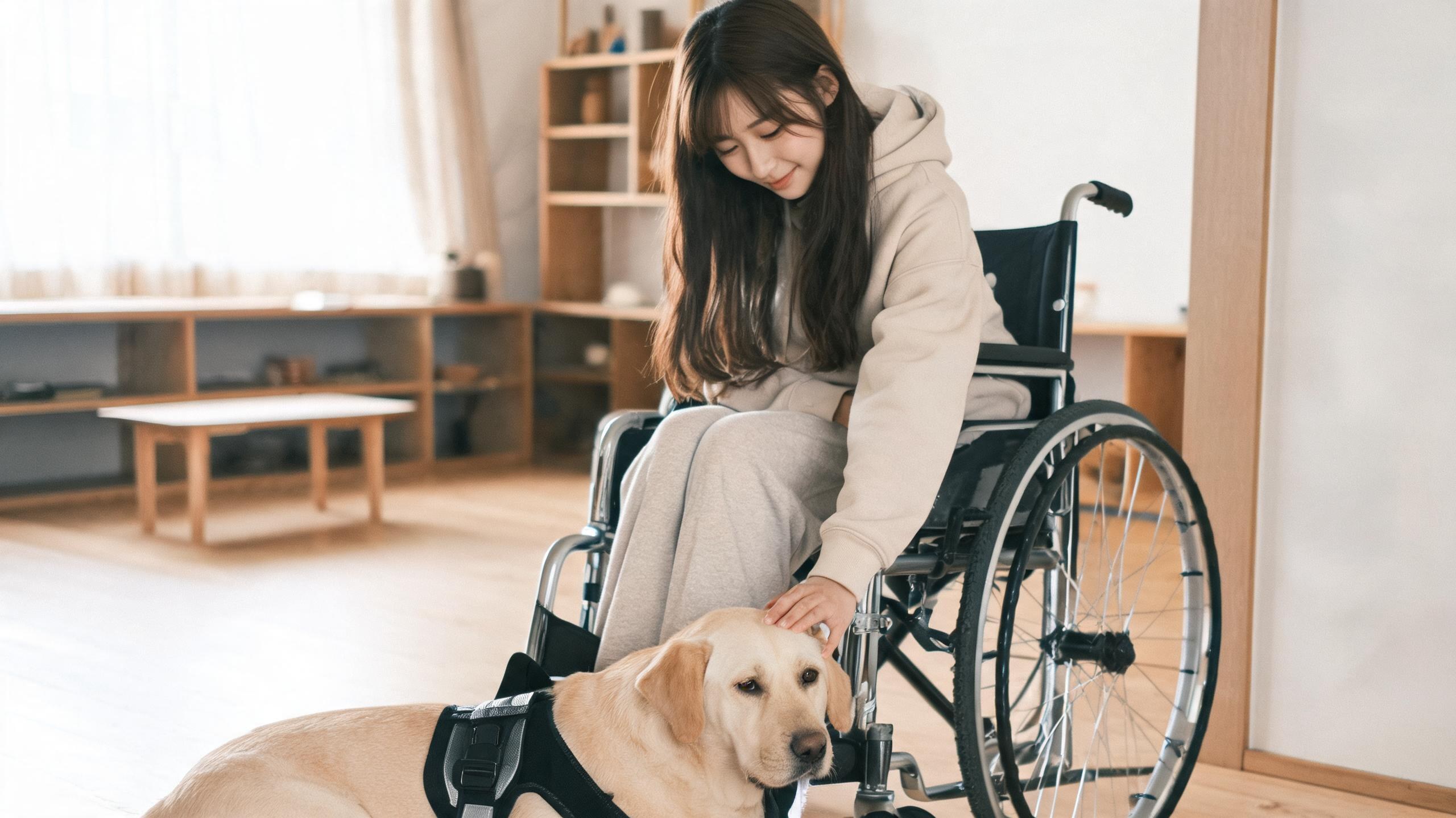 毛孩在家中停下來看主人的日常瞬間，呼應「服務犬與特殊用途犬」主題