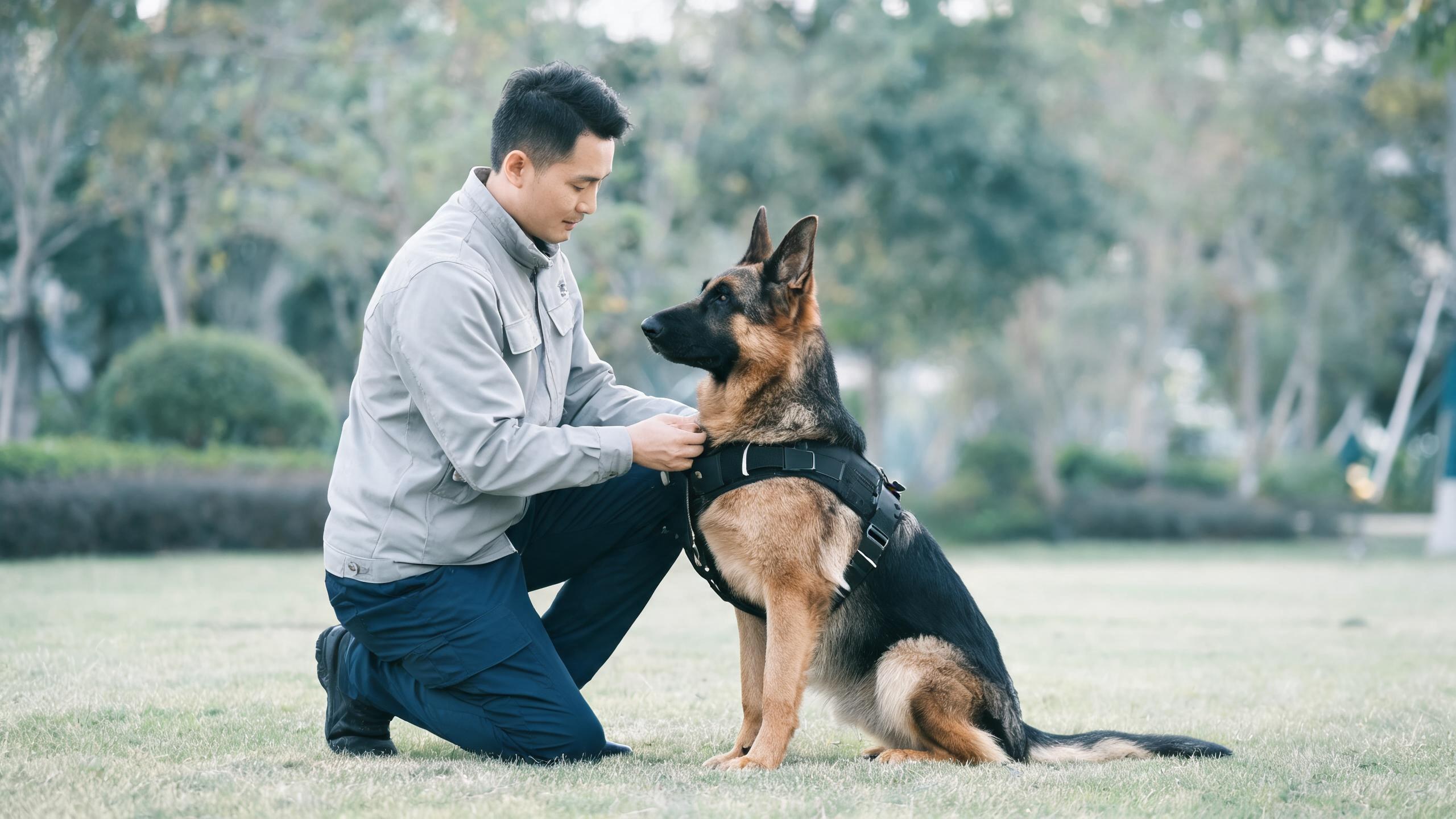 清晨家中毛孩靠近主人腳邊的生活畫面，呼應「工作犬訓練」主題
