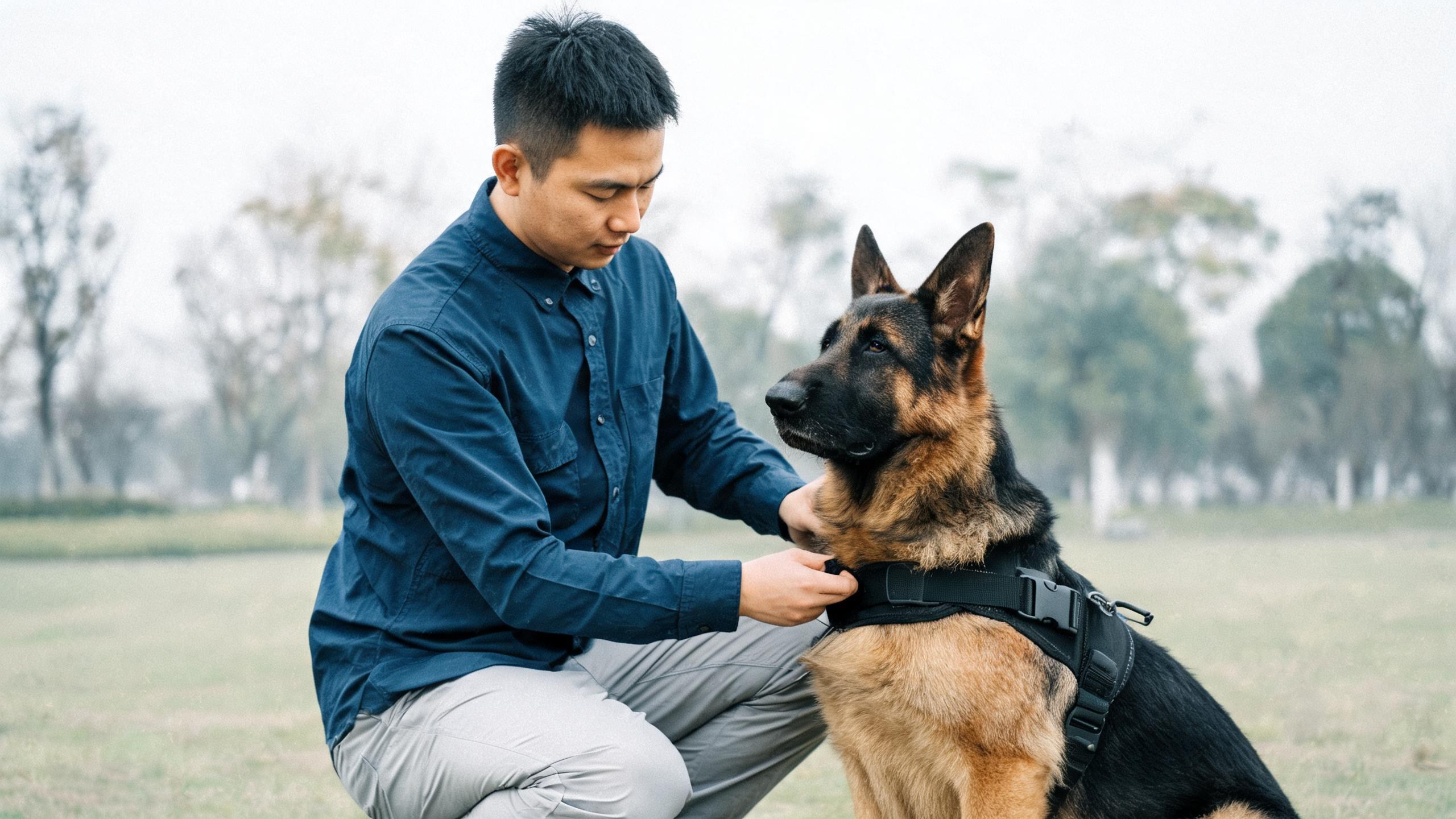 毛孩在家中停下來看主人的日常瞬間，呼應「工作犬訓練」主題